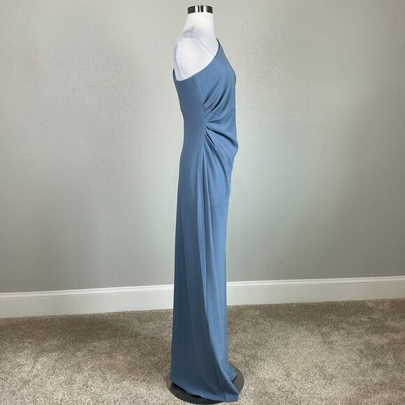 Sachin & Babi One Shoulder Long Column Evening Gown Slate Blue Size 12 Dress - Picture 4 of 12